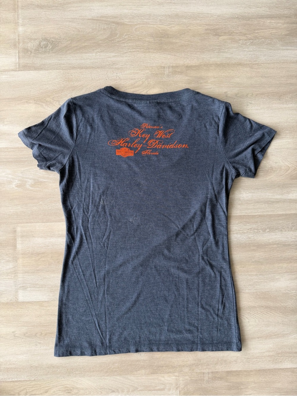 Harley-Davidson Charcoal Tee with Orange Studded Script - Picture 3 of 7